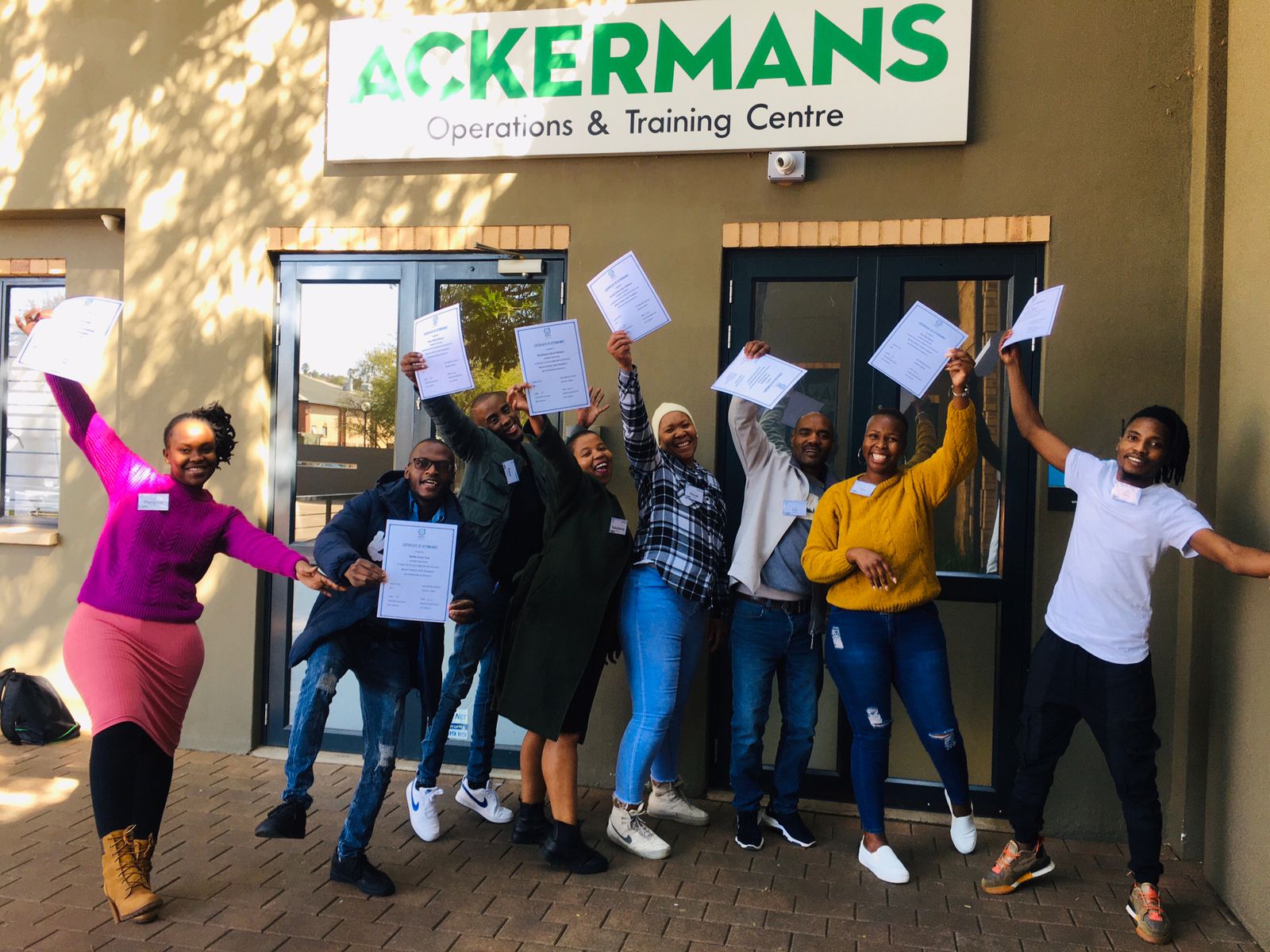 Ackermans NQF 3 learners celebrating in Pretoria